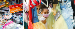 Image collage of Halloween treats and costumes for patients in hospitals.