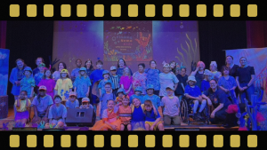 film roll photo of kids posing in costume after their performance